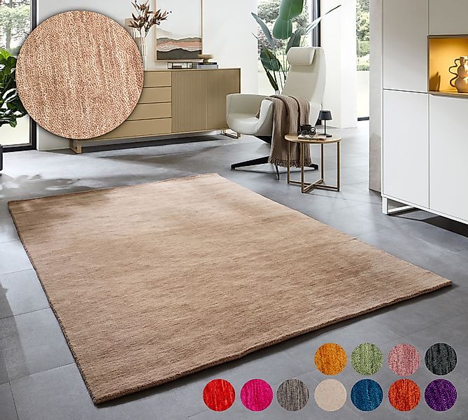 THEKO Wollteppich »Holi«, rechteckig, 13 mm Höhe, Uni-Farben, leicht melier günstig online kaufen
