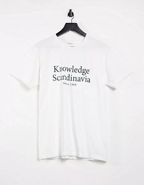 Knowledge Cotton Apparel – Weißes T-Shirt mit Logo aus Bio-Baumwolle günstig online kaufen