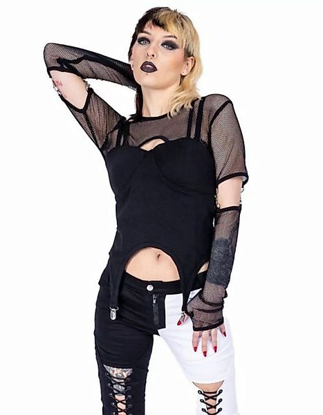 Heartless Crop-Top Lisha Gothic Netz Oberteil Punk Shirt Rave Mesh Cyberpun günstig online kaufen