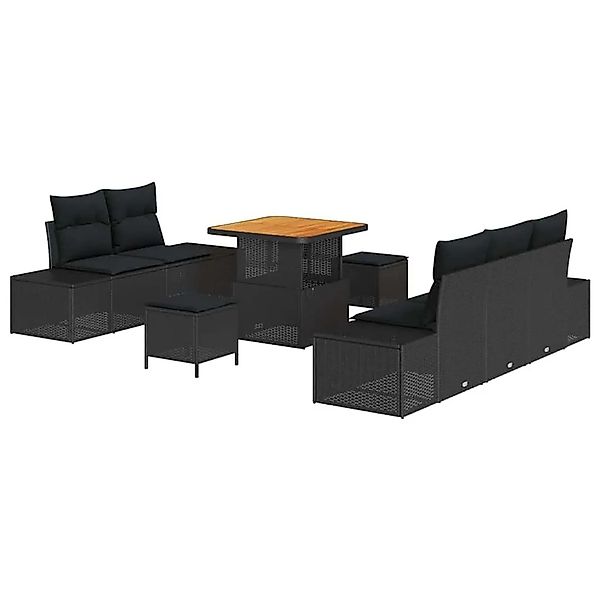 vidaXL Gartensofa-Set mit Kissen 8 Stk Schwarz Poly Rattan 3364674 günstig online kaufen