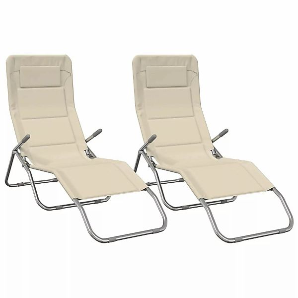 vidaXL Sonnenliegen 2 Stk. Creme Textilene & Pulverbeschichteter Stahl 133 günstig online kaufen