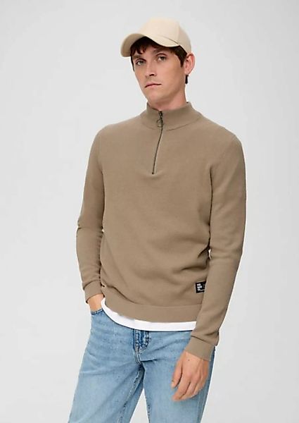 QS Strickpullover Pullover aus Strukturstrick Label-Patch günstig online kaufen