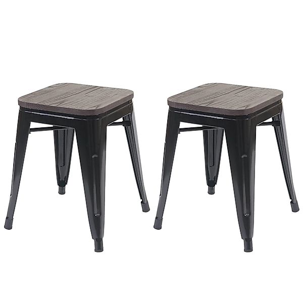 PROREGAL 2er-Set Hocker Inkl. Holz-Sitzfläche Metall Industriedesign Stapel günstig online kaufen