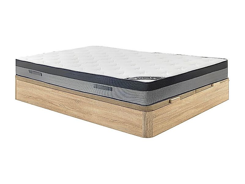Bett-Set 180 x 200 cm, Bettkasten natur hell + Hybridmatratze 7-Zonen-Tasch günstig online kaufen