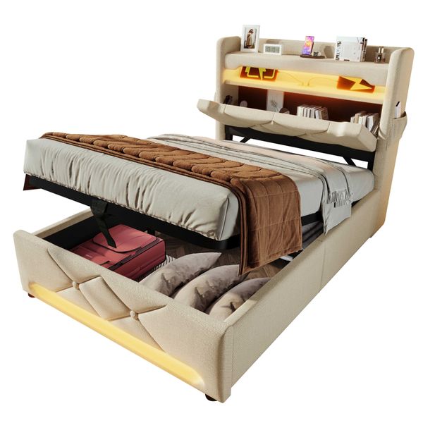 BlingBin Polsterbett Boxspringbett Stauraumbett (1-tlg., Einzelbett günstig online kaufen