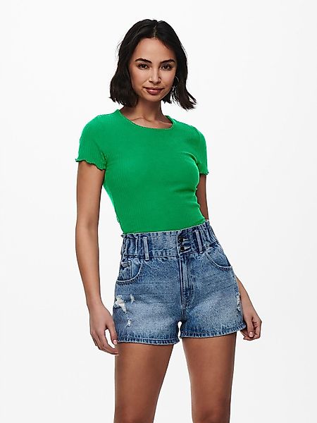 ONLY T-Shirt Gerippt Cropped Kurzes Rundhals günstig online kaufen