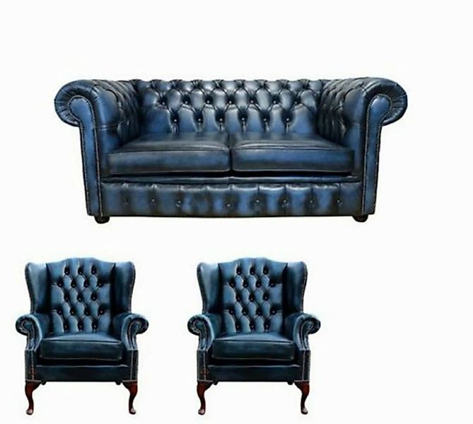 JVmoebel Sofa Chesterfield Sofagarnitur Leder Textil Chesterfield Komplett günstig online kaufen