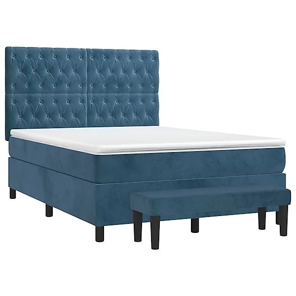 vidaXL Boxspringbett mit Matratze Dunkelblau 140x200 cm Samt 3138029 günstig online kaufen