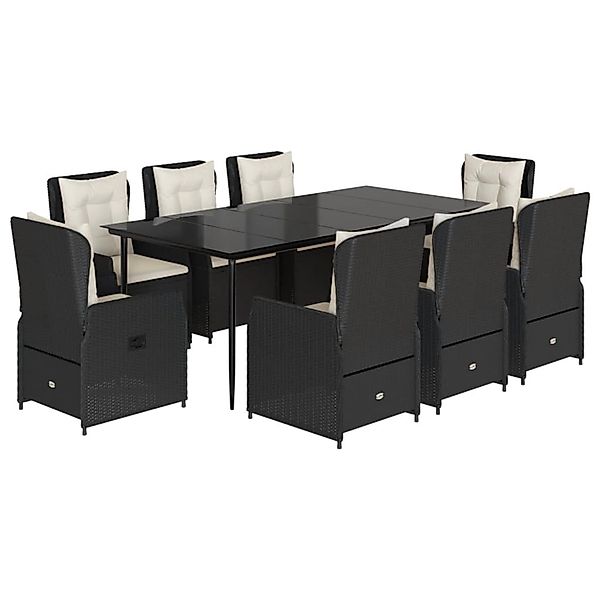 vidaXL 9-Tlg Garten-Essgruppe mit Kissen Schwarz Poly Rattan 3262832 günstig online kaufen
