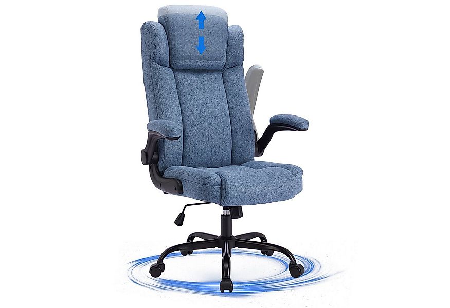 LIYURUI Bürostuhl Ergonomischer 150KG Belastbarkeit Chefsessel Stoff Flip-u günstig online kaufen