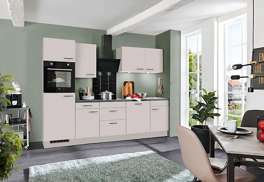 wiho Küchen Küche »Nisos«, Soft-Close, 280 cm, Backofen matt schwarz, Teles günstig online kaufen