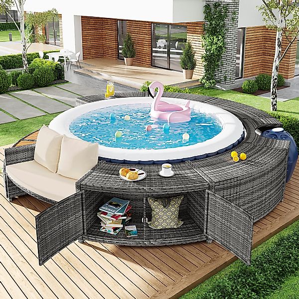 Ulife Gartenlounge-Set Whirlpool Gartenmöbel Poolumrandung Rund günstig online kaufen