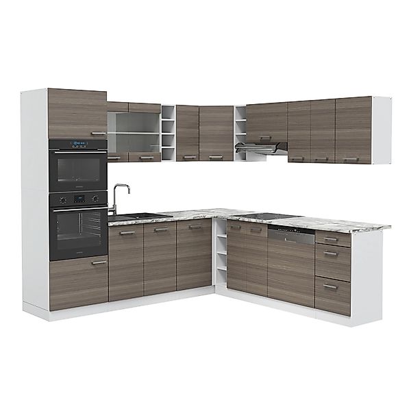 Vicco R-Line Eckküche Edelgrau/Weiß 237 x 60 cm ohne Arbeitsplatte ohne E-G günstig online kaufen