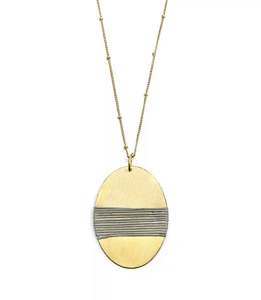 Halskette Kaia, Anhänger Oval, Gold-farben / Grau günstig online kaufen