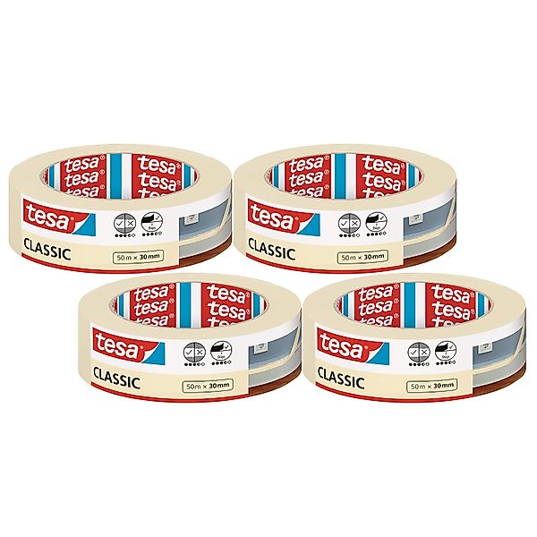 tesa Kreppband CLASSIC Malerband (Spar-Set, 4-St., günstig online kaufen