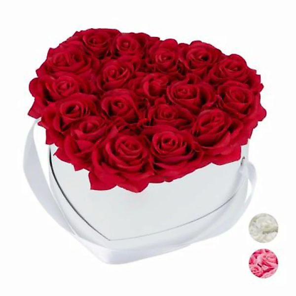 relaxdays Weiße Rosenbox Herz mit 18 Rosen lila günstig online kaufen