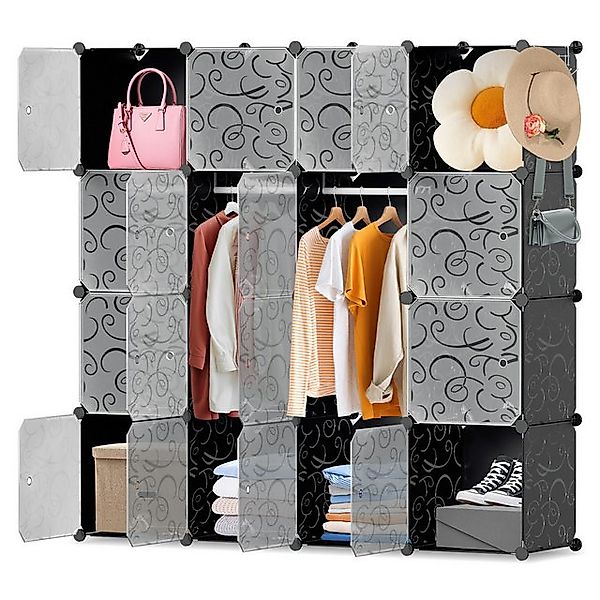 Clanmacy Kleiderschrank Kleiderschrank DIY Kombischrank, 16 Würfel Garderob günstig online kaufen