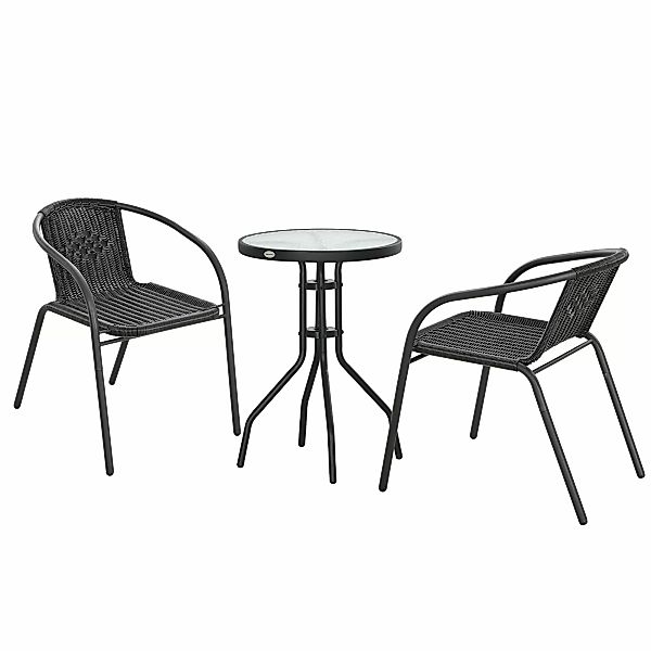 Outsunny Bistro-Gartenmöbel-Set, 3-teiliges Gartenbistro-Set mit Stahlrahme günstig online kaufen