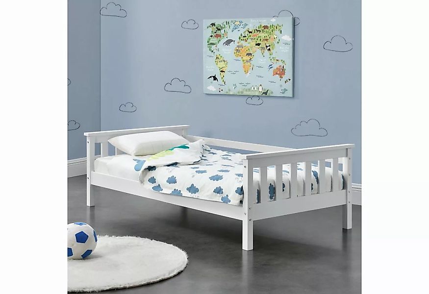 en.casa Kinderbett, »Nuuk« Bett mit Rausfallschutz weiß 70x140cm günstig online kaufen