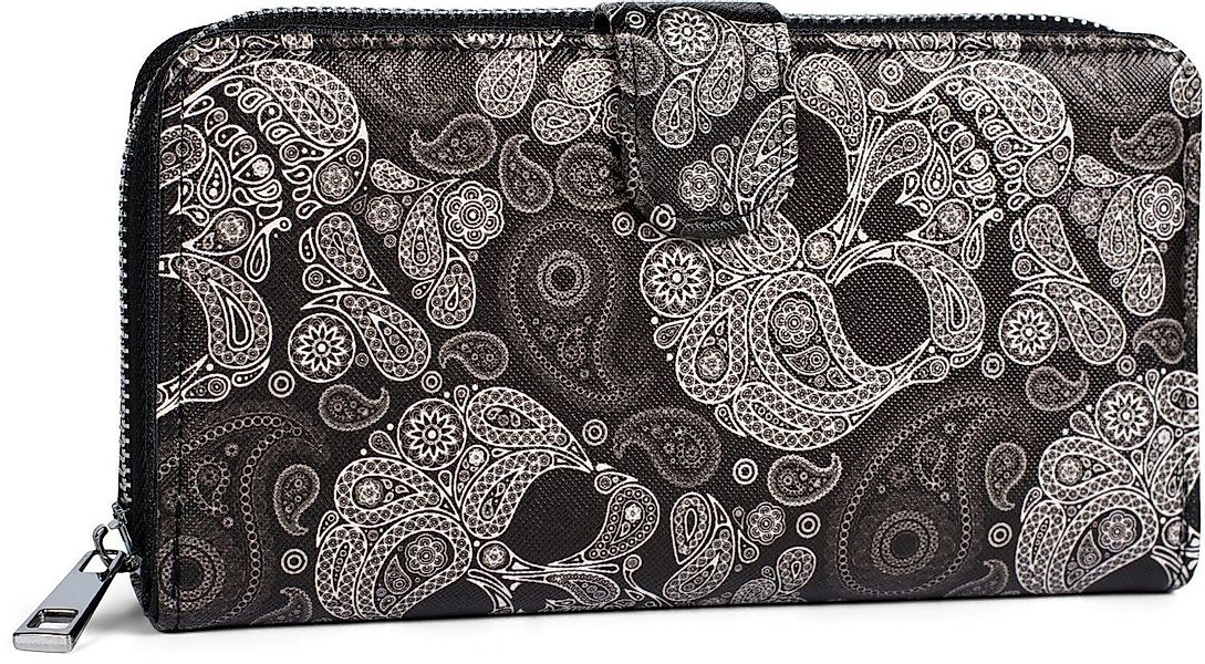 styleBREAKER Geldbörse Große Geldbörse mit Totenkopf Paisley Print (1-tlg) günstig online kaufen