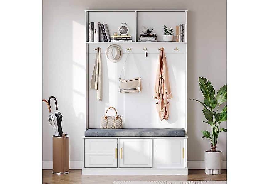 Merax Garderoben-Set mit Schuhbank & 6 Haken, (1-St., B120/T40/H191 cm), Ga günstig online kaufen