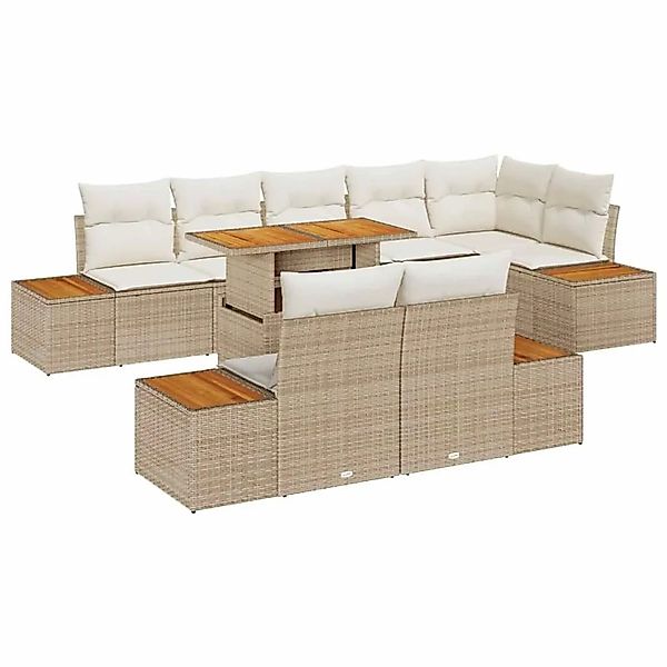 vidaXL Garten Essgruppe mit Kissen 9-Tlg Beige und Creme 3350083 günstig online kaufen