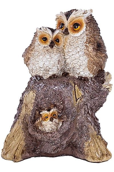 Wohnando Dekofigur Winter-Eulenfamilie Baumstumpf: Niedliches Dekoelement m günstig online kaufen