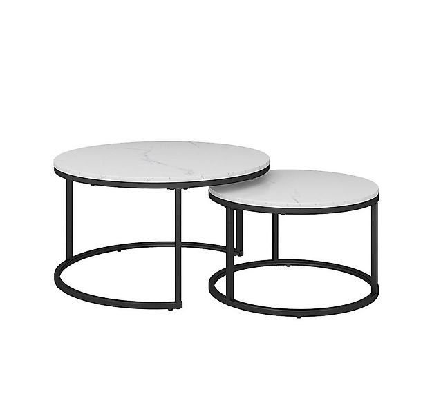 Vicco Couchtisch Montreal, Marmor Weiß, 77 x 40 cm 2 Teile günstig online kaufen