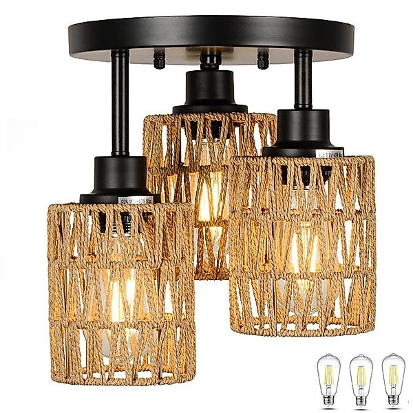 Lapamax LED Deckenleuchte Rattan Deckenleuchte Hängend günstig online kaufen