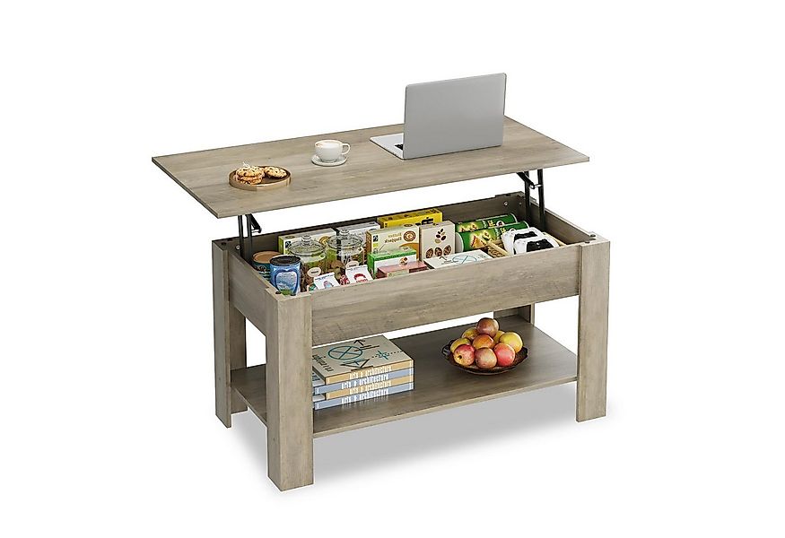 WLIVE Couchtisch Höhenverstellbar und Ausziehbar, Couchtisch Holz mit Staur günstig online kaufen
