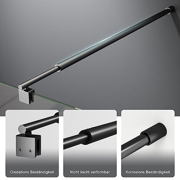 Boromal Duschwand-Stabilisationsstange Schwarz für 8-10mm haltestange günstig online kaufen