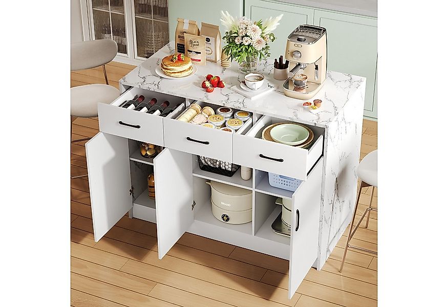 Merax Kücheninsel Marmoroptik Küchenschrank, (120 x 60 x 90,5 cm), Buffetsc günstig online kaufen