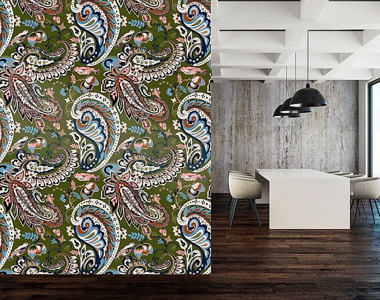 queence Vinyltapete »Lilith«, bedruckt-Motiv-botanisch-floral-gemustert-nat günstig online kaufen