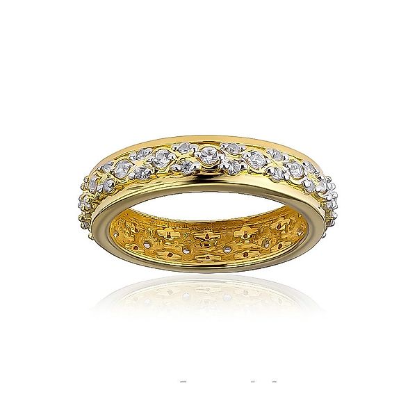 Cavill Silberring Strahlender Zirkon Goldplattierter Silberring günstig online kaufen
