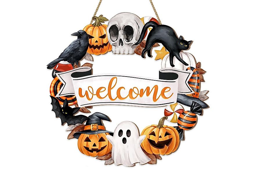 Coonoor Hängedekoration Halloween Tür Hängedekoration, Kürbis-Skelett Türsc günstig online kaufen