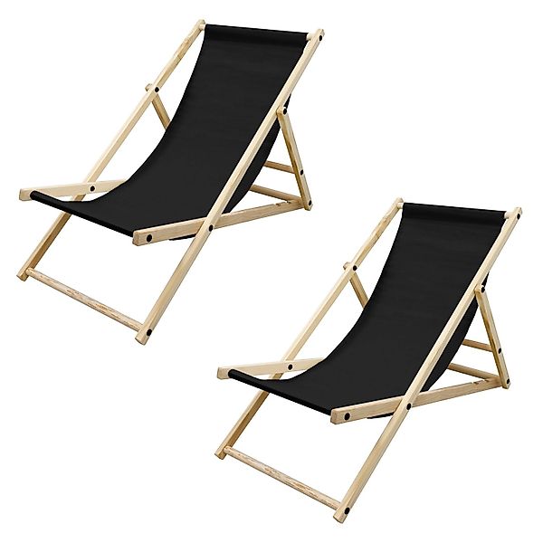 ECD Germany 2Er Set Liegestuhl Klappbar Schwarz Holz Verstellbare Rückenleh günstig online kaufen