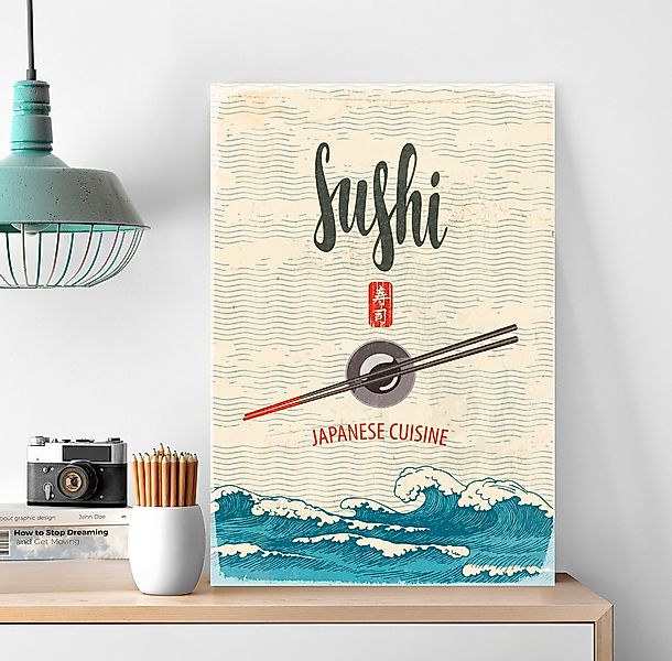 queence Metallbild "Sushi", Essen-Schriftzug-Meer-Essen-Japan, (1 St.), Sta günstig online kaufen