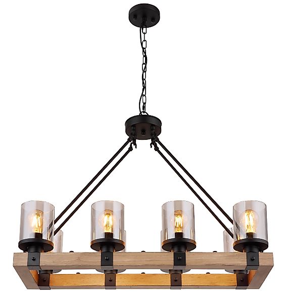 GLOBO LIGHTING Hängeleuchte »LILA« E27 1 Stk. Hängelampe schwarz Holz Glas günstig online kaufen