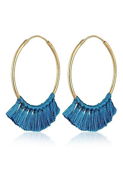 Elli Paar Creolen Creole Tassel Quaste Festival Rot Boho 925 Silber vergold günstig online kaufen