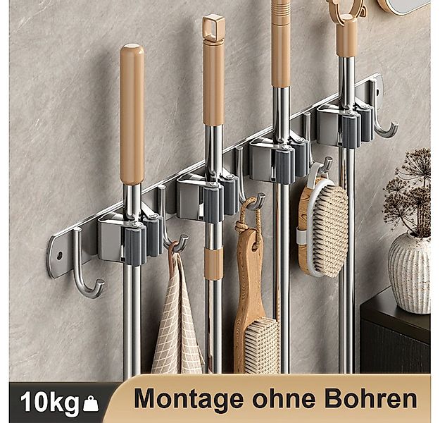 ANYSUN Wandhaken Besenhalterung Wand mit 4 Halter und 5 Haken Gartengeräteh günstig online kaufen