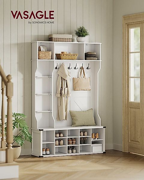 VASAGLE Garderobenständer Garderobe, 4-in-1 Garderobenständer mit Schuhbank günstig online kaufen