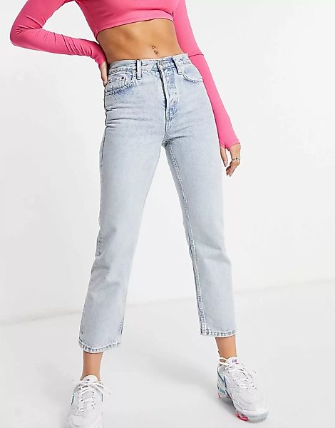 Topshop – Editor – Ausgeblichene Straight Jeans-Blau günstig online kaufen