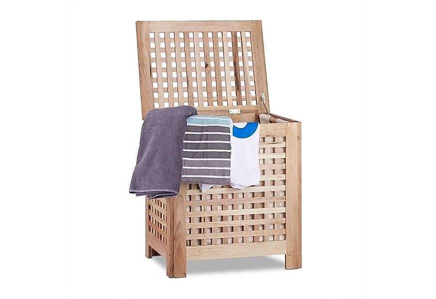 relaxdays Wäschetruhe Walnuss günstig online kaufen