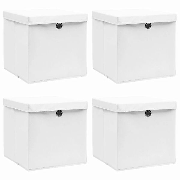 Aufbewahrungsboxen Mit Deckel 4 Stk. Weiß 32ã32ã32 Cm Stoff günstig online kaufen