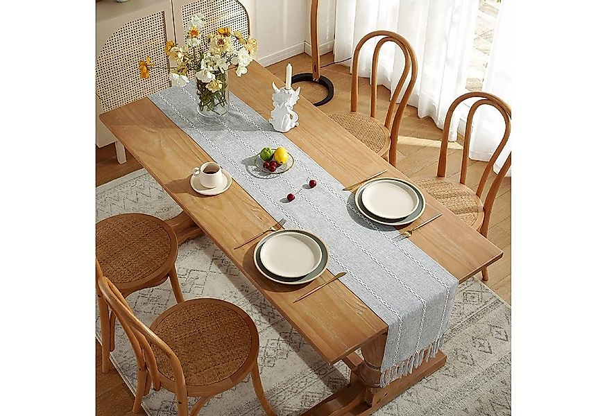 BYSURE Tischläufer, Rustikaler Tischdekoration mit Quasten günstig online kaufen