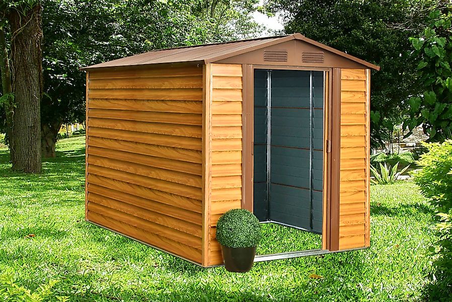 Pergart Gerätehaus "Frankfurt II 86", Metall, mit Satteldach und integriert günstig online kaufen