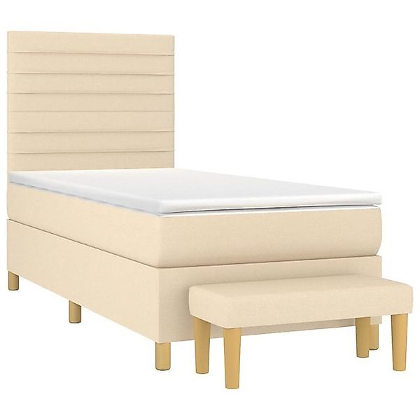 vidaXL Bett Boxspringbett mit Matratze Creme 80x200 cm Stoff günstig online kaufen