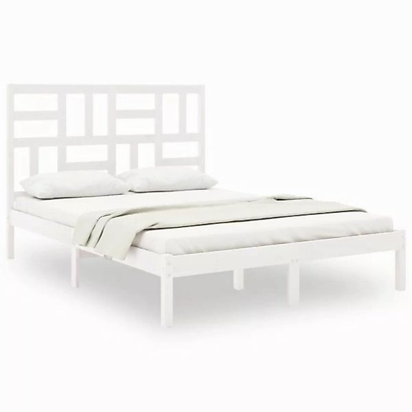 vidaXL Bettgestell Massivholzbett Weiß 150x200 cm 5FT King Size Bett Bettge günstig online kaufen