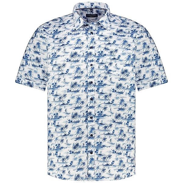 CASA MODA Freizeithemd mit Allover-Muster Farbe blau Größe: 4XL günstig online kaufen
