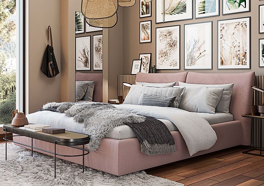 Home affaire Polsterbett "Priora in 4 Breiten bis 200cm" auch in NaturLEDER günstig online kaufen